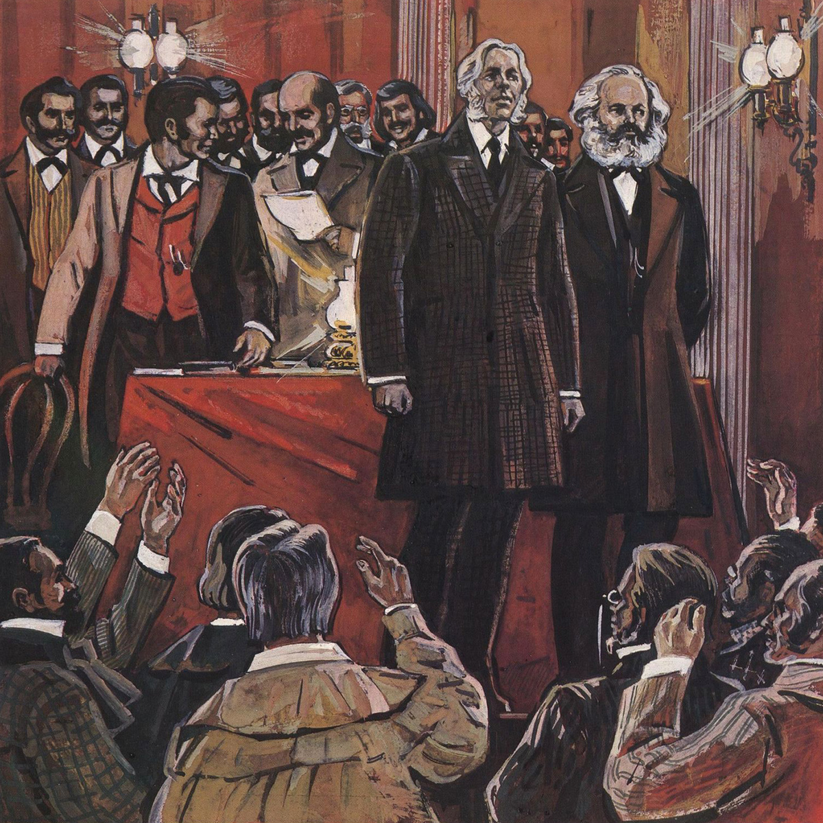Карл Маркс на открытии Первого интернационала. Советский рисунок 1983 года