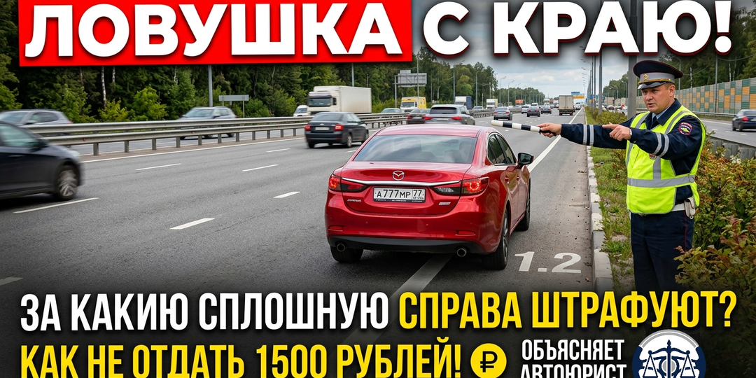 Ловушка с краю: за какую сплошную справа инспекторы ДПС обожают выписывать штрафы (и как не отдать 1500 рублей). Объясняет автоюрист