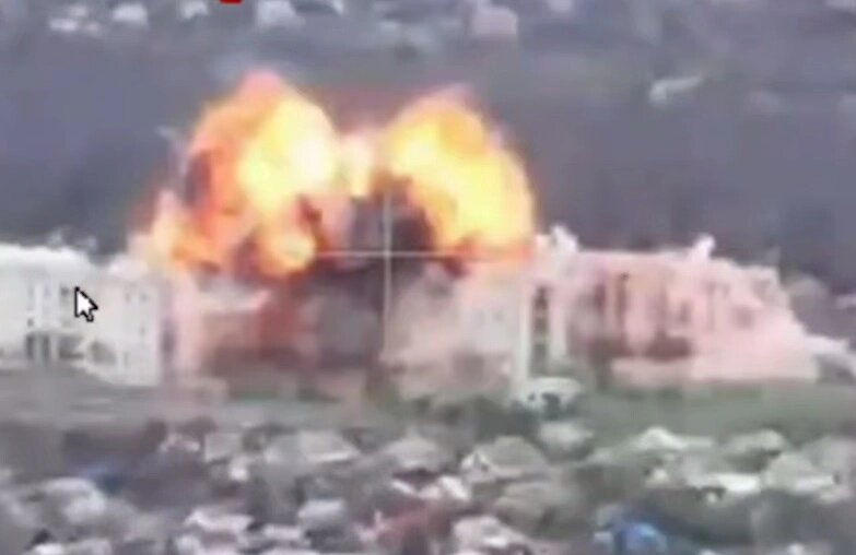    Удар по пункту дислокации ВСУ в Красном Лимане. Фото: кадр видео