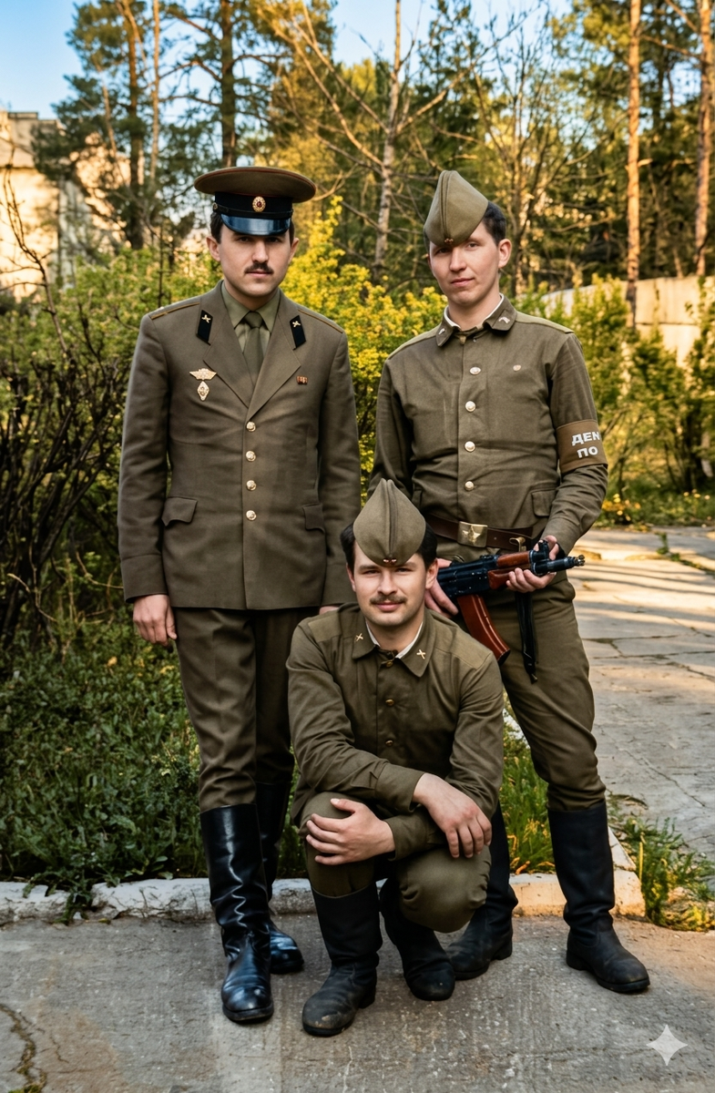 Валерич с автоматом в наряде.