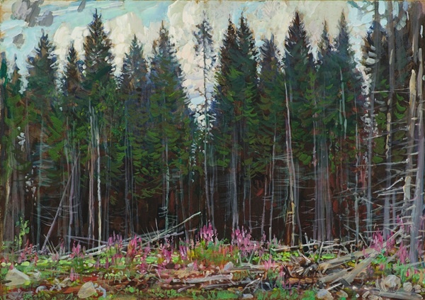 Абакумов. Старая вырубка. 2004. Оргалит, темпера. 50х70.