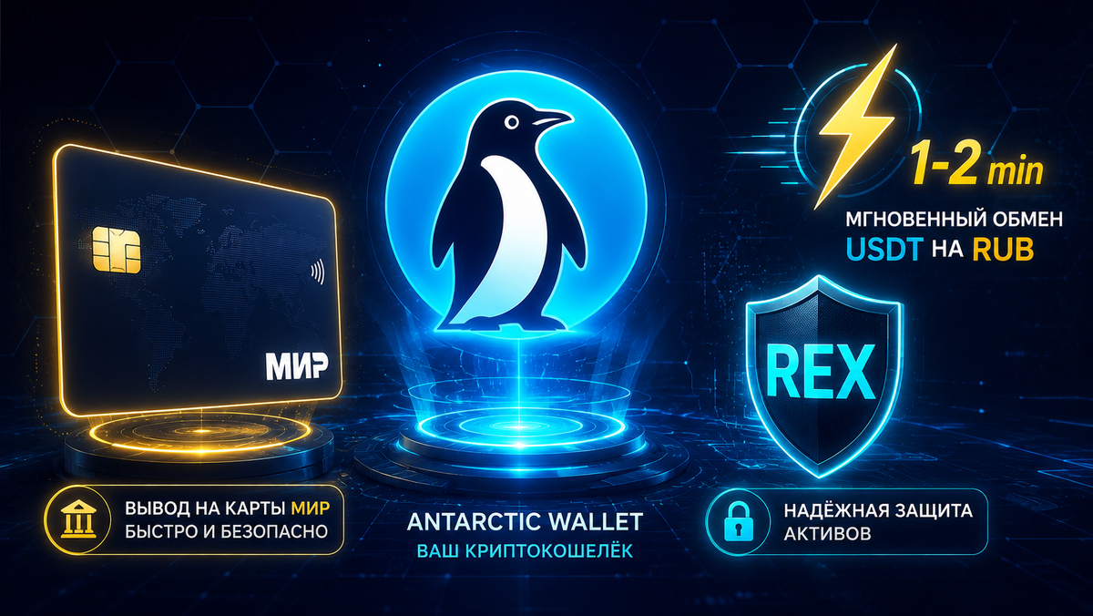 Antarctic Wallet анонсировал крутые обновления: REX, виртуальные карты и вывод USDT за 2 минуты