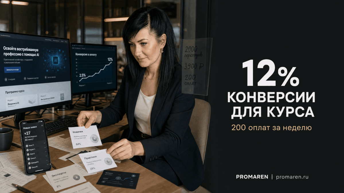    AI-лендинг для курса с ростом конверсии до 12% | Марина Погодина, PROMAREN Марина Погодина