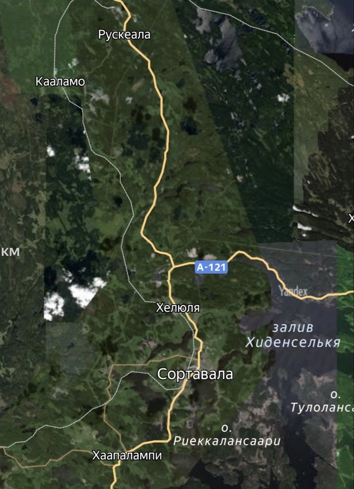 Поселок Рускеала на карте