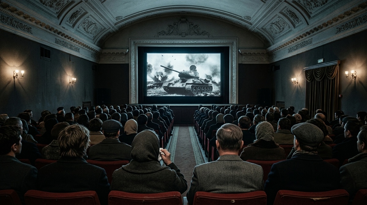 Премьера фильма "На войне как на войне" в советском кинотеатре, 1968 год