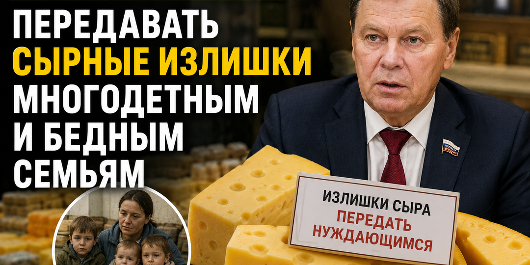 Депутат Арефьев предложил передавать сырные излишки многодетным и бедным семьям.