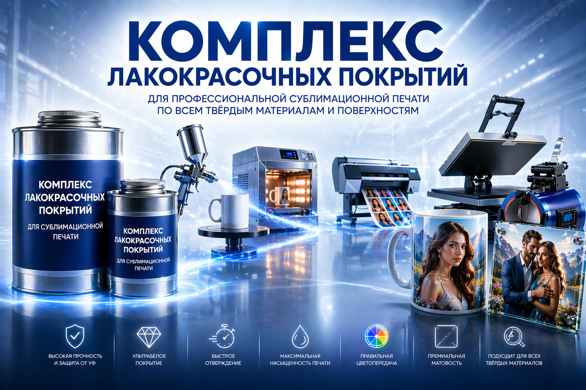 Комплекс лакокрасочных покрытий для профессиональной сублимационной печати по всем твёрдым материалам и поверхностям ФХ-77 от ФОТОТЕКС