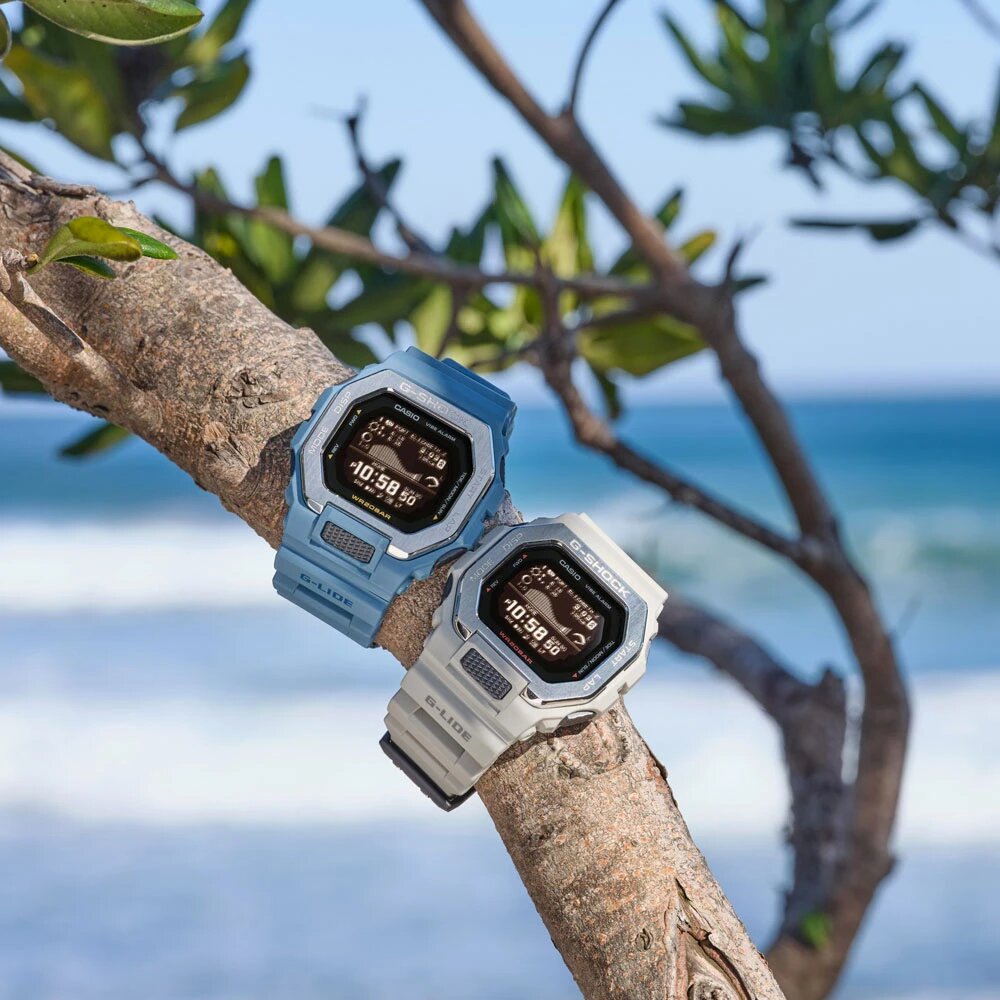 Часы серии G-Shock GBX-100 показывают график приливов и фазы Луны — сведения нужны для прогноза хорошей волны