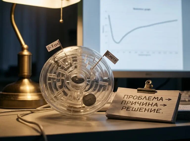    Путь зрителя через узкие места к досмотру — как управляемая конструкция монтажа. "Kontenium"