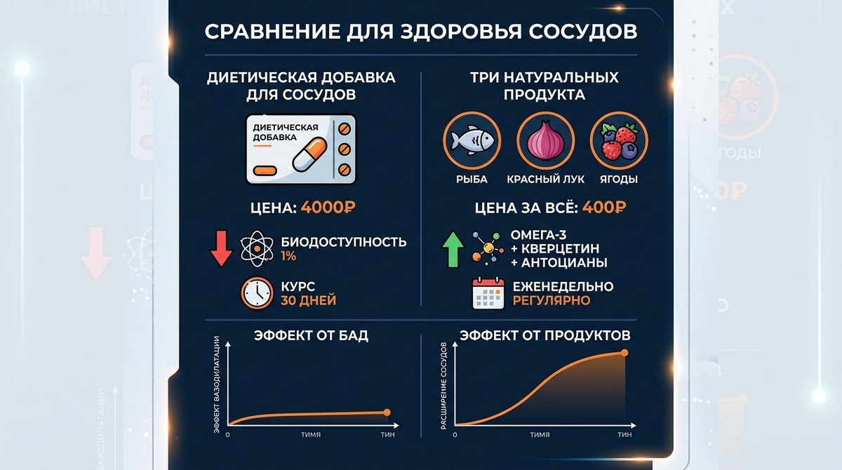Антоцианы работают сразу по нескольким направлениям. Они активируют выработку оксида азота в эндотелии - это молекула, которая расслабляет сосудистую стенку и поддерживает нормальный тонус.