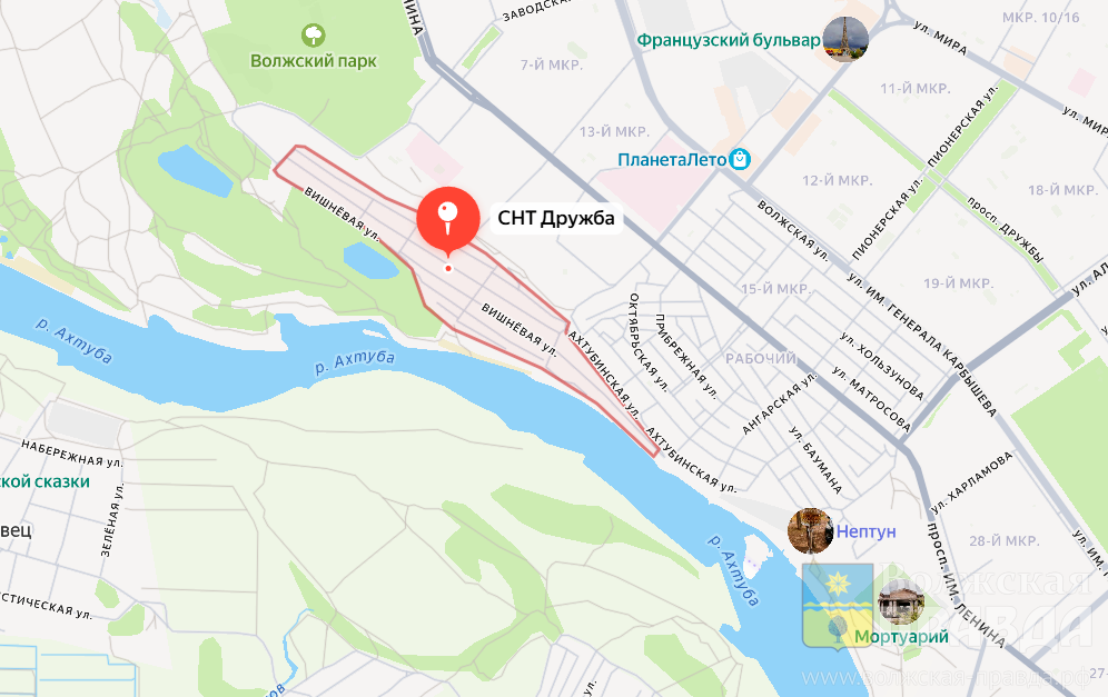 СНТ Дружба. Скриншот с карт yandex.ru📷    В Волжском водолазы ищут в озере Круглом 15-летнего подростка
