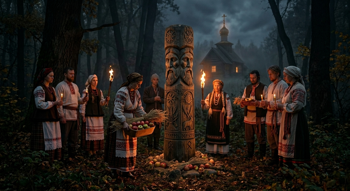 Народ нёс яблоки. Потому что август — время яблок. Всегда был.