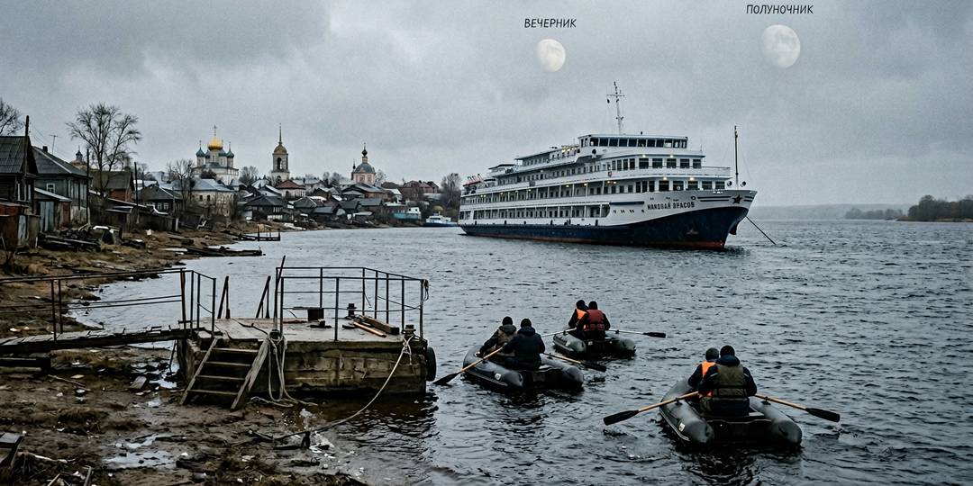Встречайте, гости дорогие: первым круизным водоходом в Вольном пришлось высаживаться на едучих плотах