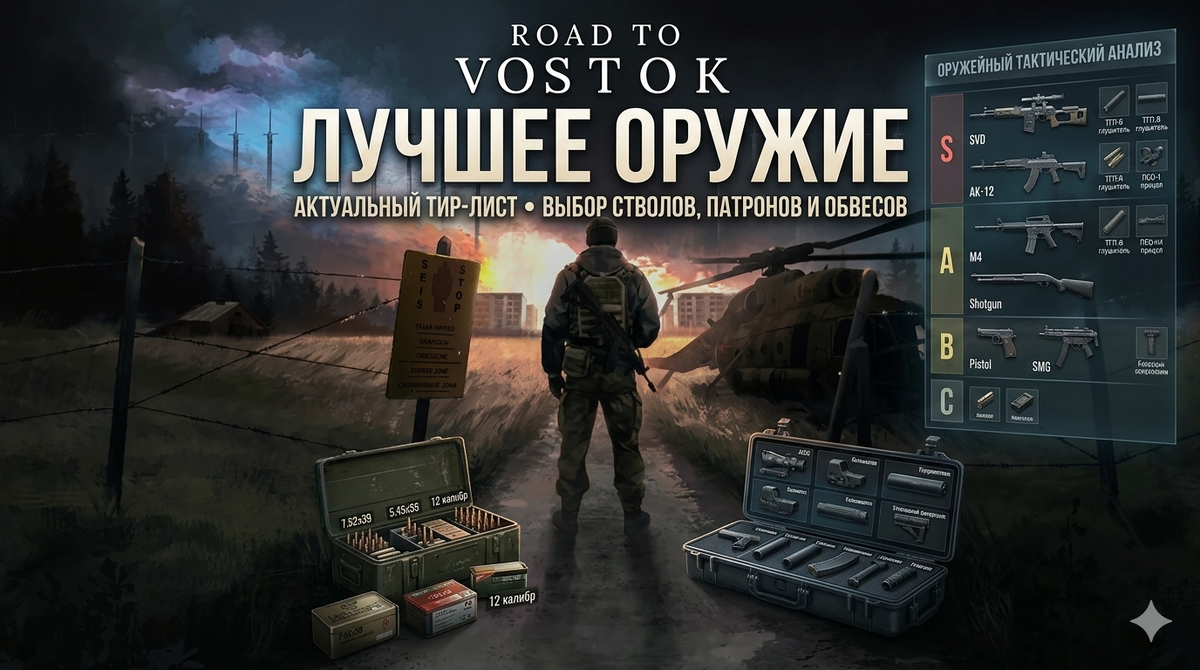 В игре Road to Vostok нет универсального «лучшего» оружия, так как выбор зависит от стиля игры, этапа прохождения и конкретных задач. Однако некоторые варианты часто называют топовыми благодаря балансу характеристик, надёжности и эффективности в разных ситуациях.