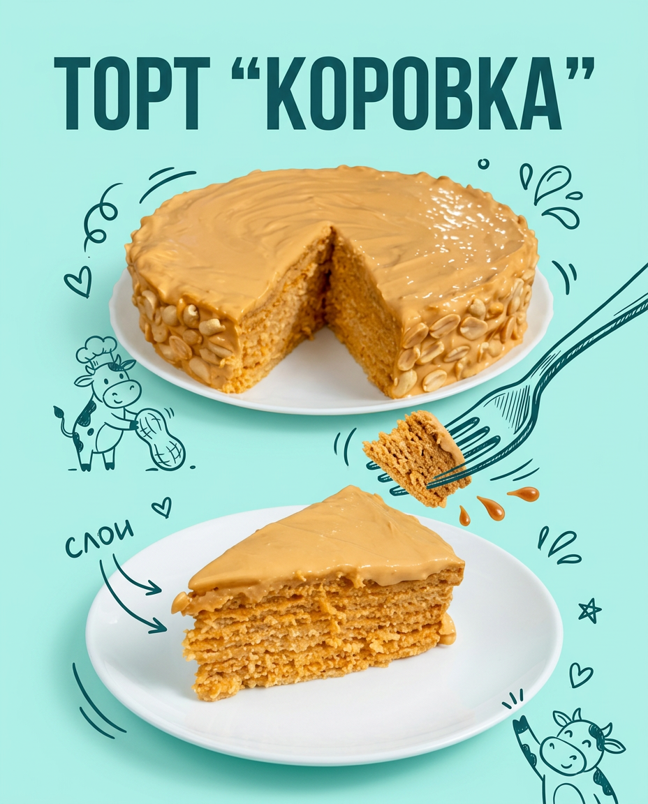 Торт Коровка, рецепт по четвергам от Трех Девиц @tridevicypod