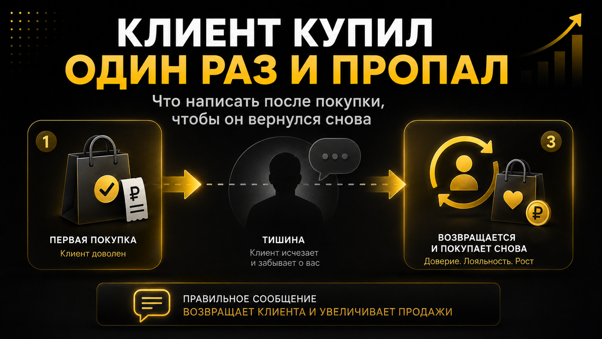 Клиент купил один раз и пропал: что написать после покупки, чтобы он вернулся снова