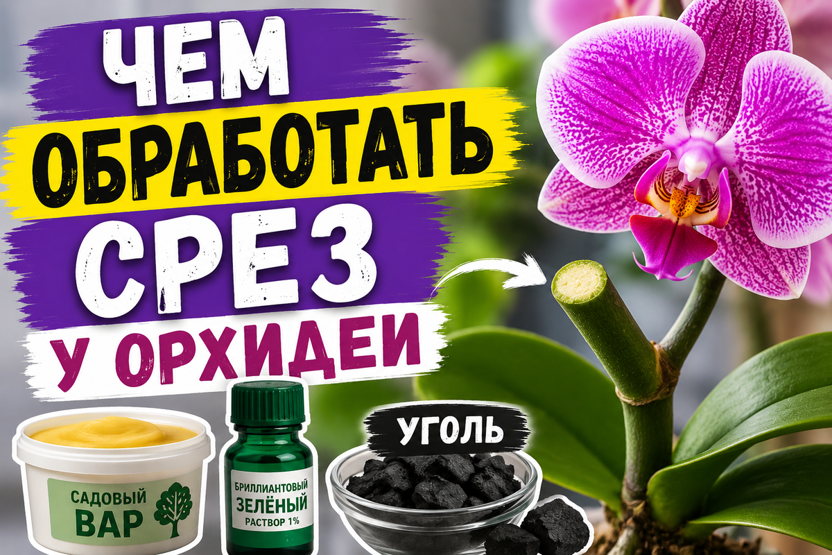 Чем обработать срез у орхидеи в домашних условиях? Садовым варом, зелёнкой или углём?