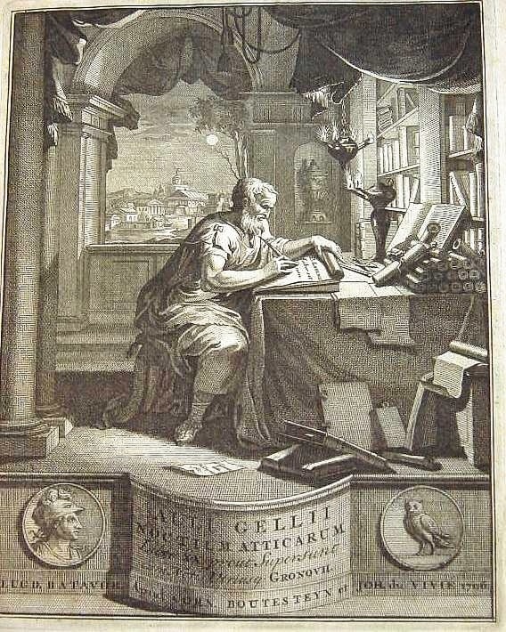 Фронтиспис к изданию Авла Геллия «Аттические ночи» (Aulus Gellius Attic Nights) 1706 года