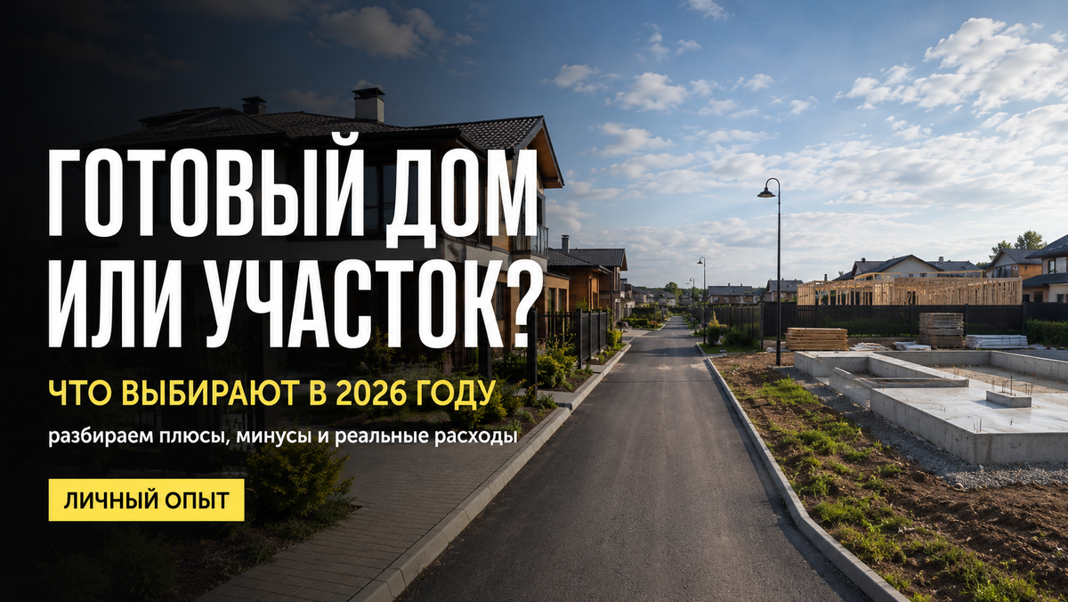 Разбираем три популярных сценария покупки: когда лучше брать готовый дом, когда разумнее выбрать участок в организованном посёлке, а когда «чистая» земля действительно может быть выгодной.