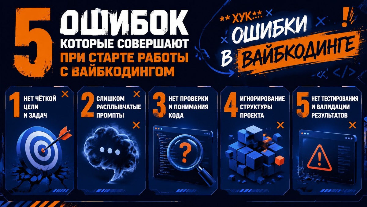 5 ошибок, которые рвут тебе вайбкодинг на старте