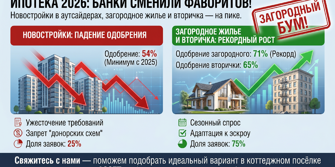 Ипотека на загородное жилье и вторичный рынок бьет рекорды: банки сменили фаворитов