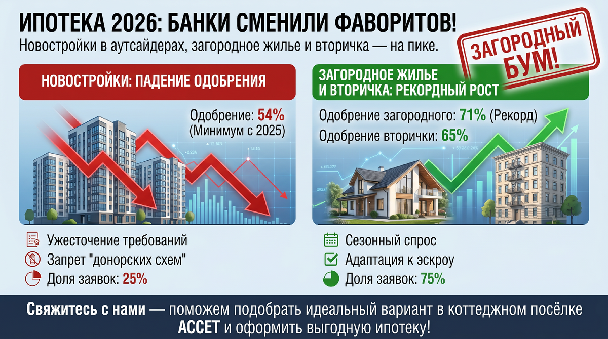 Ипотека на загородное жилье и вторичный рынок бьет рекорды: банки сменили фаворитов