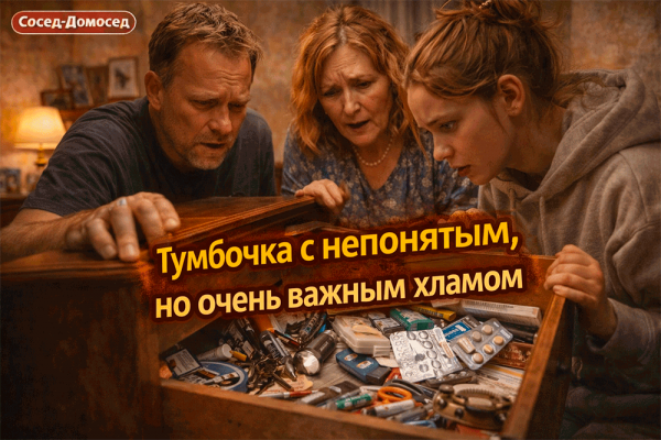 Тумбочка, в которой лежит всё непонятное, но очень важное – почему у каждого дома есть маленький шкаф тайного бытового значения 😄