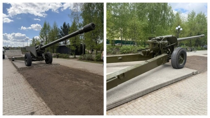 Четыре артиллерийские пушки появились в бийском парке перед Днем Победы