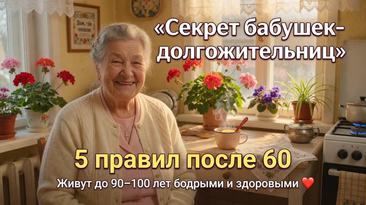Они доживают до 90–100 лет бодрыми, с ясной головой и без кучи таблеток. Я собрала правила, которые видела у своей бабушки и её подруг-долгожительниц.
Знаете, что меня всегда поражало? Моя бабушка Антонина Васильевна в 89 лет до сих пор сама ходит в магазин, вяжет внукам носки и может целый день провозиться на огороде. А соседка тётя Валя недавно отметила 92 года — и до сих пор сама печёт пироги и ругается, если кто-то пытается ей помочь вымыть пол. 😊
Я долго наблюдала за ними и поняла: никаких секретных таблеток и дорогих процедур у них нет. Есть только простые привычки, которые они соблюдают уже десятки лет. Сегодня расскажу вам про 5 самых важных. Всё проверено временем и реальной жизнью. ❤️