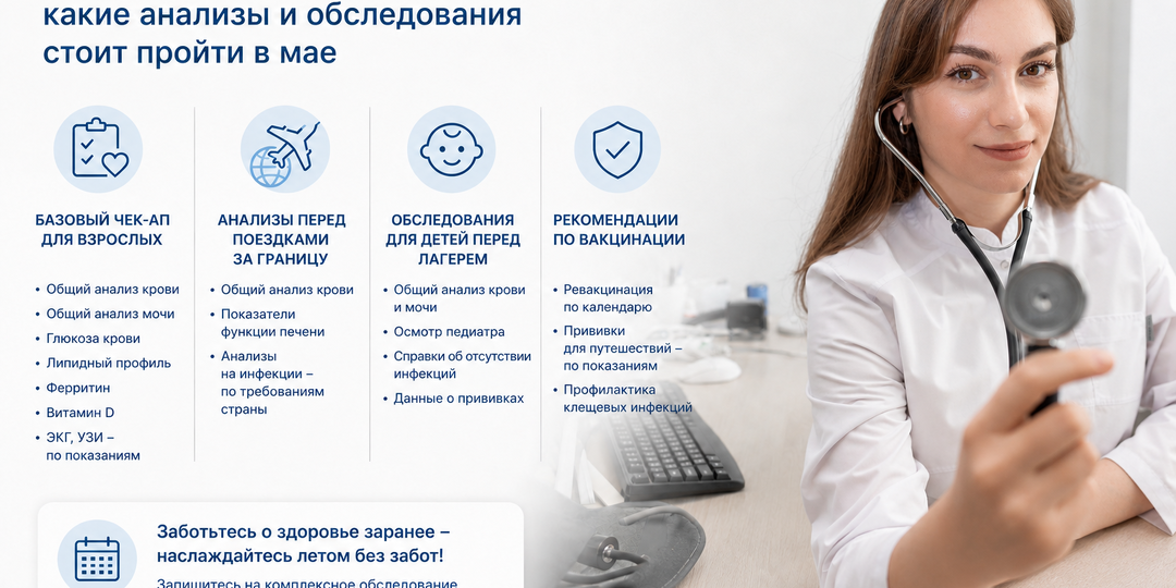Подготовка к лету: какие анализы и обследования стоит пройти в мае