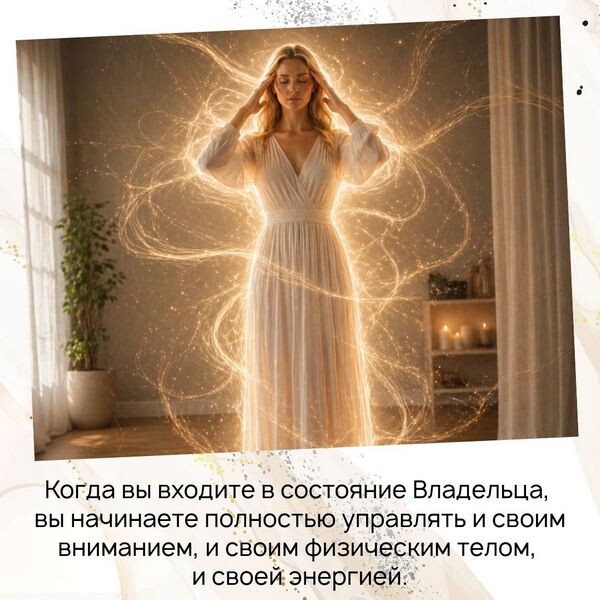 Когда вы входите в состояние Владельца, вы начинаете полностью управлять своим вниманием, своим физическим телом и своей энергией