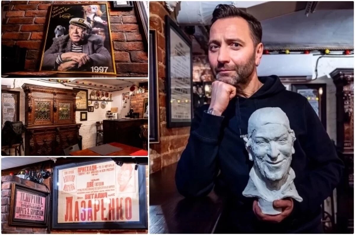    В коллекции Дениса Васильева бюст клоуна-швейцарца Глока и плакат с автографом Никулина.