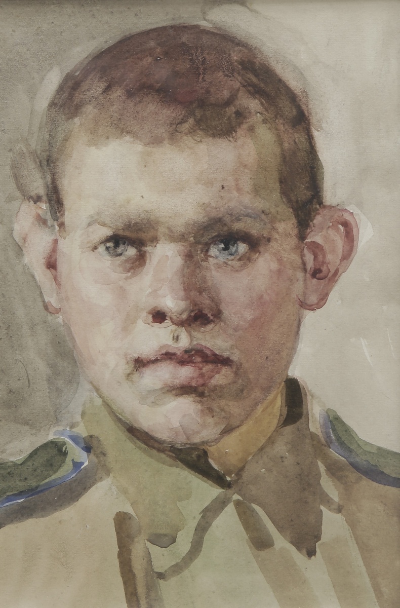 Лукомский И.А. (1906–1954). Сын полка. 1943. Бумага, акварель. 21х15. Приморская государственная картинная галерея
