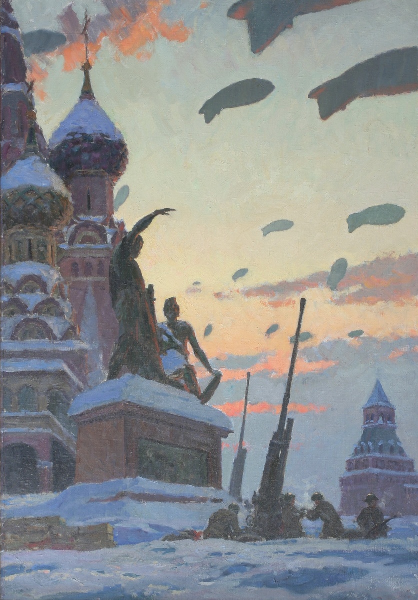 Титов Д.В. (1915-1975). Московское небо. 1970. Холст, масло. 146х101. Приморская государственная картинная галерея