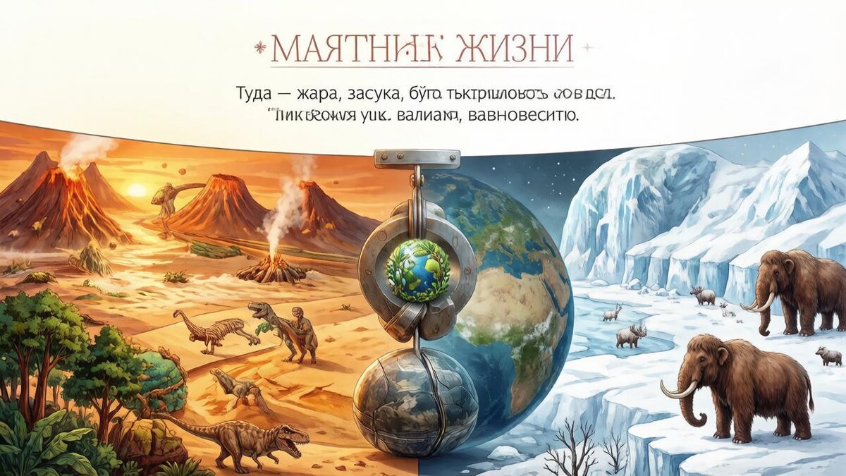 ЭТО развитие НАС всех... происходит в ЖИЗНИ, как в "МАЯТНИКЕ"...От ЖАРЫ к ХОЛОДУ, а потом, обратно...от ХОЛОДА к ЖАРЕ, как сейяас! То есть, сначала от ГЛОБАЛЬНОГО ПОТЕПЛЕНИЯ к глобальному ЛЕДНИКОВОМУ периоду на Земле, а потом - ОБРАТНО... И т.д. Уже около 15 раз, а может и того...БОЛЕЕ, за прошедшие 2,5 миллиарда лет...нашего РАЗВИТИЯ с первых цианобактерий...научившиеся создавать и делать ФОТОСИНТЕЗ на нашей Земле! 