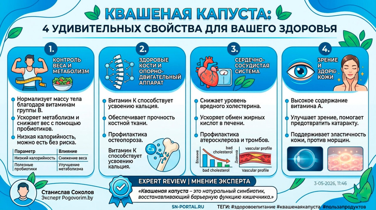 Польза квашеной капусты для организма: 4 аргумента за включение в рацион Анастасия Никандрова📷
