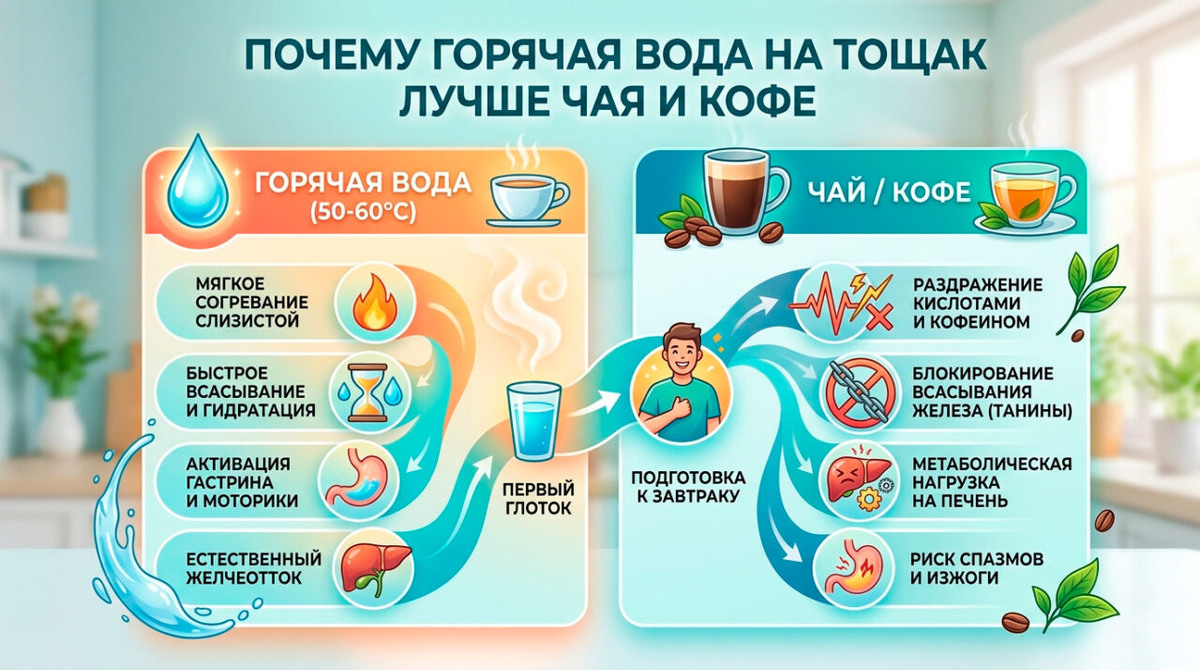 Почему горячая вода натощак лучше чая для пищеварения: мнение экспертов Дмитрий Петров📷
