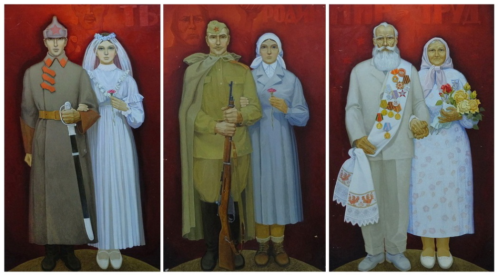 З. Ф. Лаврентьев - Триптих "Свадьбы": "Новобрачные", "Серебряная свадьба", "Золотая свадьба" (1974 г.) Источник изображения :  vk.com›album и яндекс картинка.