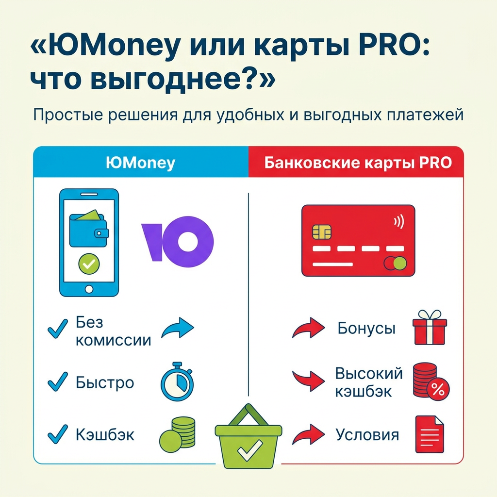    ЮMoney или Банковские карты PRO: что выбрать для выгодных платежей