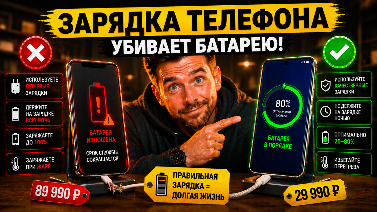Зарядка телефона: 4 ошибки, которые убивают батарею — перегрев, дешёвые зарядки, 0–100% цикл. Как правильно заряжать смартфон и продлить срок службы аккумулятора Android и iPhone.