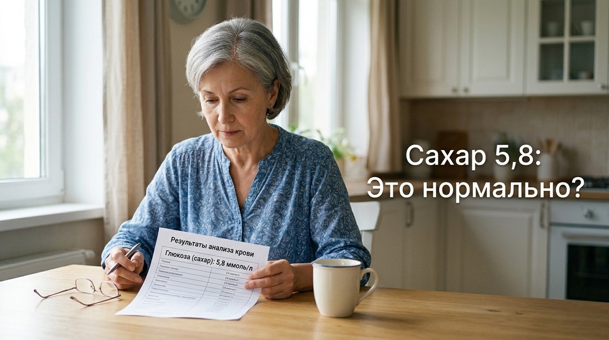 рядом с глюкозой 5,8 ммоль/л по состоянию на 08.05.2026 не всегда стоит тревожная отметка