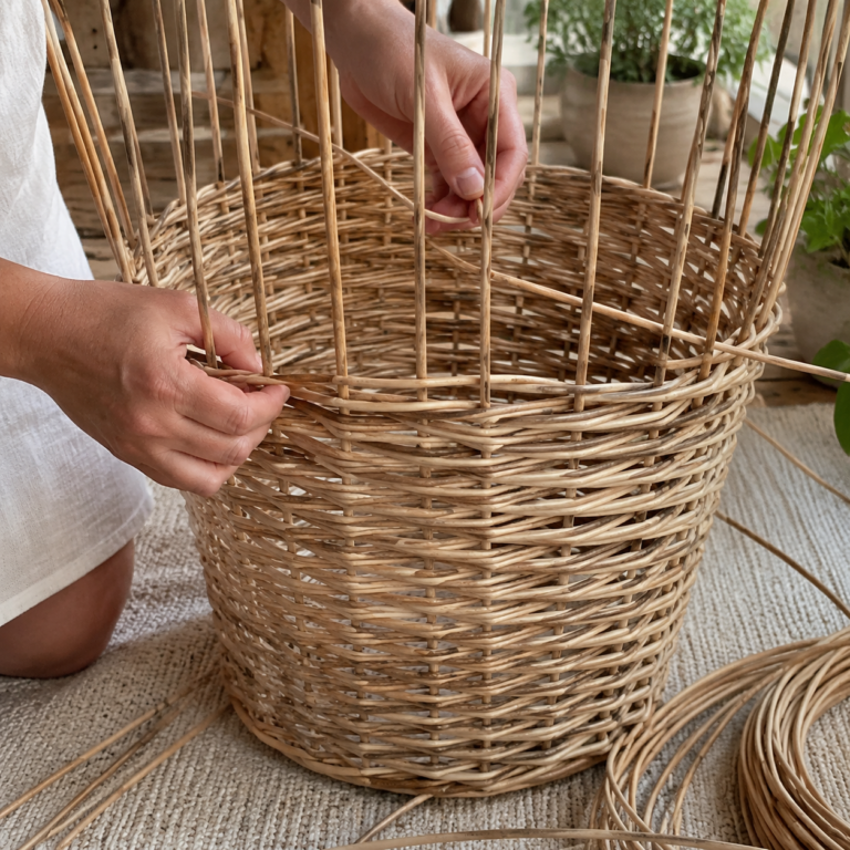    Самодельная корзина для белья из ротанга Loza