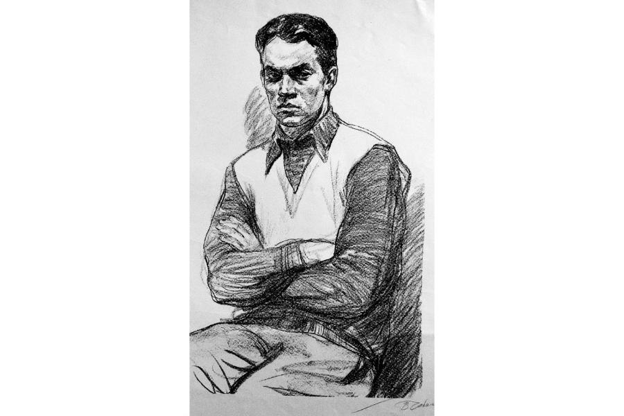 Виктор Чеботарев. Автопортрет. 1959 г./Из собрания Козьмодемьянского музейного комплекса/Репродукция автора