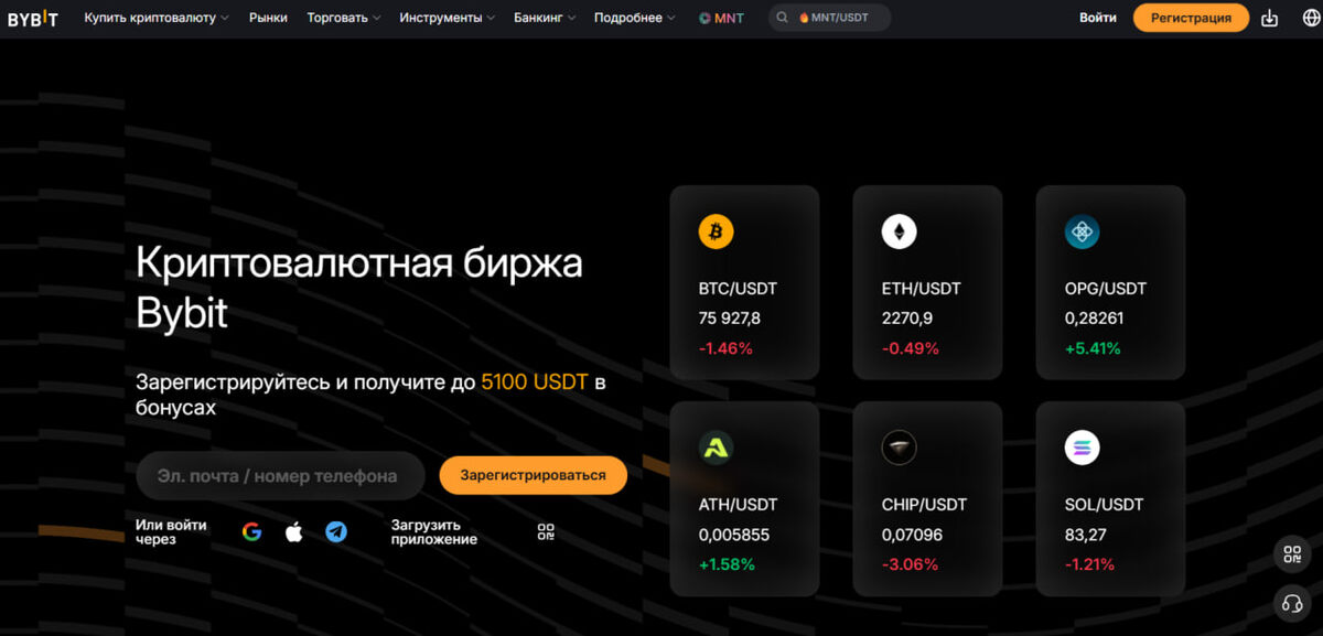 Криптовалютная биржа Bybit