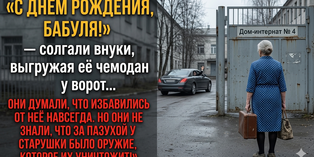 «С днём рождения, бабуля!» — сказали внуки и отвезли её в дом престарелых. Но они не знали, что она подготовила для них ответный подарок
