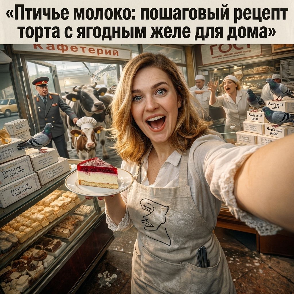    Нежный домашний торт «Птичье молоко» с прослойкой из ягодного желе admin