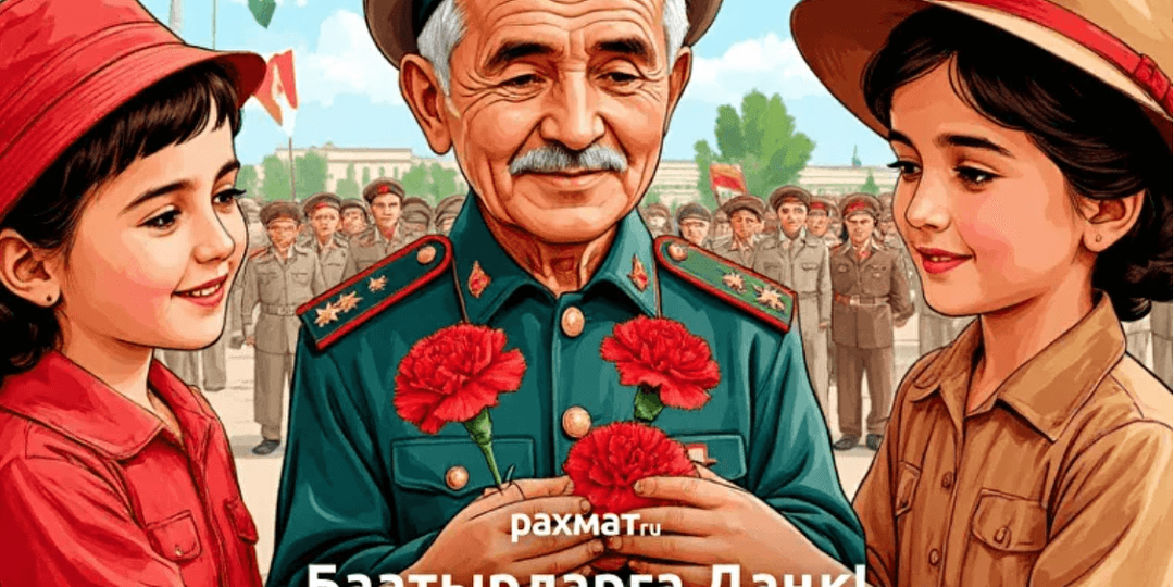 С Днём Победы! Красивые открытки на киргизском языке — поздравьте родных и близких 9 мая
