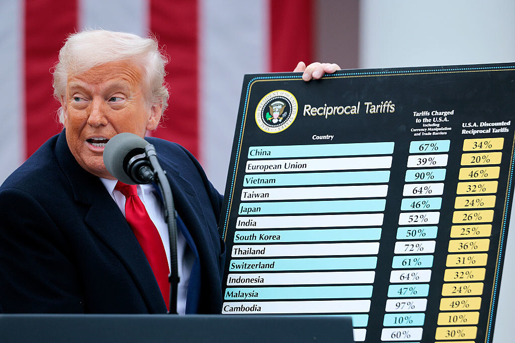     Дональд Трамп объявляет о введении пошлин, апрель 2025 года / Chip Somodevilla/Getty Images