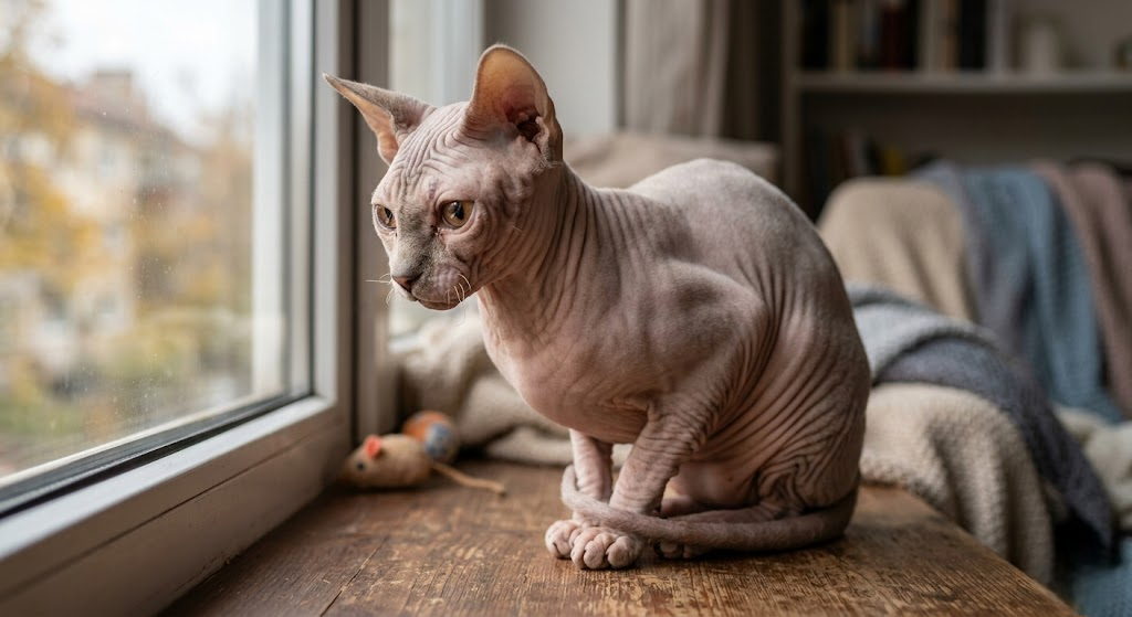 кот сфинкс грустит