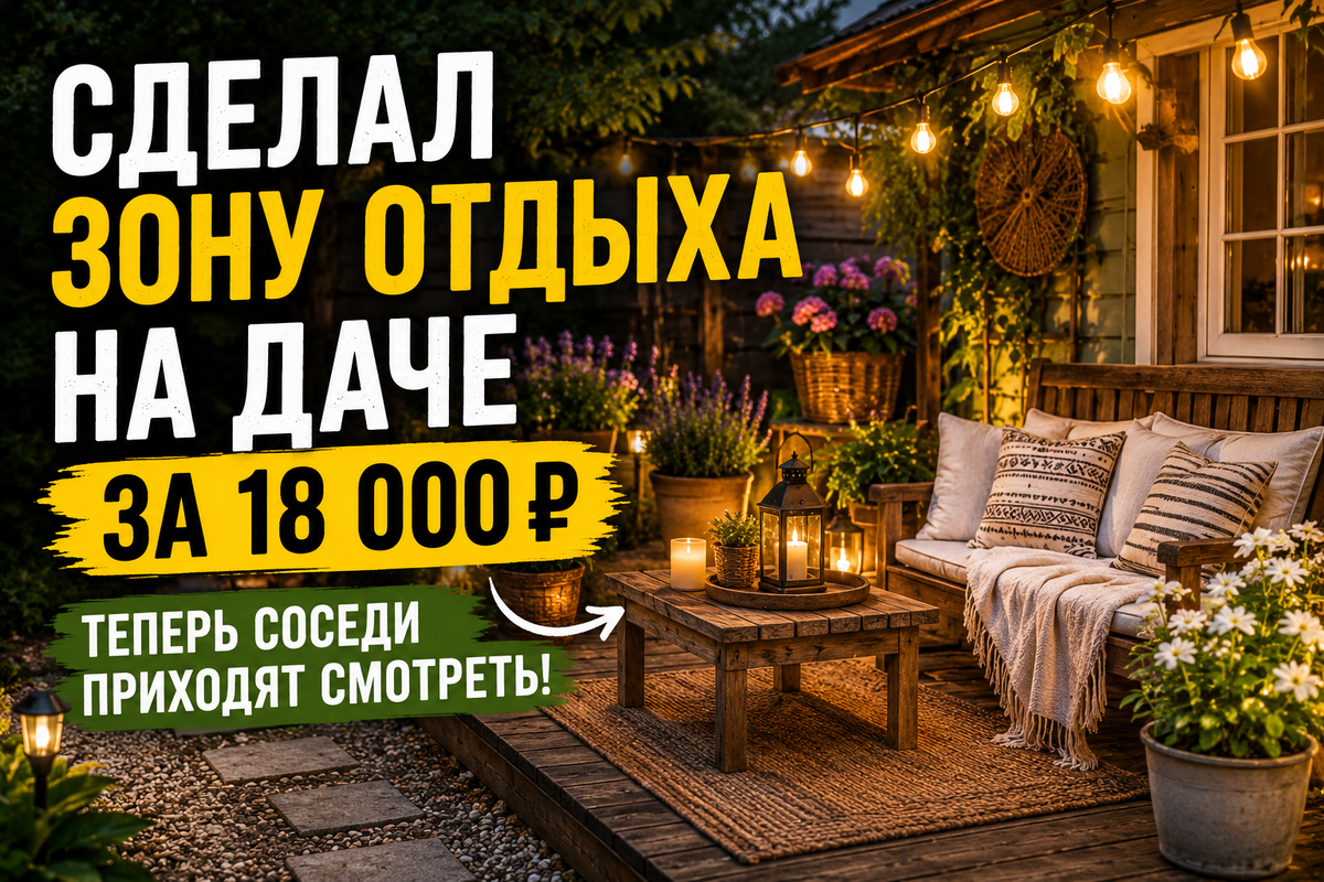 Сделал зону отдыха на даче за 18 000 ₽ — теперь соседи приходят смотреть